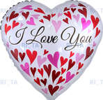 Шар-сердце Вихрь из сердец, I love you, 81 см